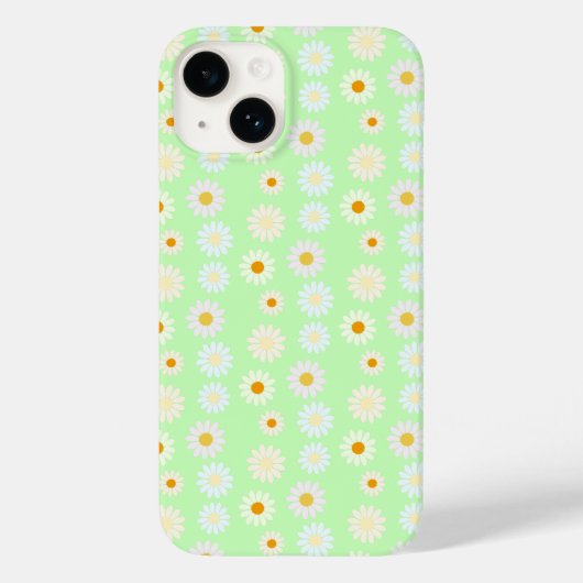 かわいい水色のカラフルデイジーパターングリーン Case-Mate iPhoneケース (裏面)