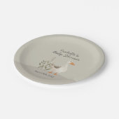 かわいい水色のガチョウ赤ちゃんシャワープレート ペーパープレート (アングル)