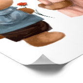 かわいい水色のクマキスをするたち |ベアーウォールプリント ポスター (角)