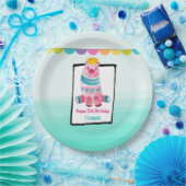 かわいい水色のクマ王冠をかぶった誕生日 ペーパープレート (パーティー)