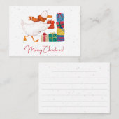 かわいい水色のグース図解入りの、写真付きのクリスマス ノートカード (正面/裏面)