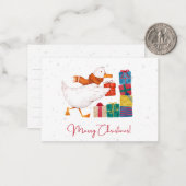 かわいい水色のグース図解入りの、写真付きのクリスマス ノートカード (正面/裏面インサイチュ)