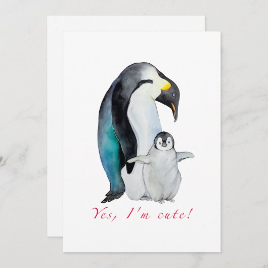かわいい水色のコウテイペンギン シーズンカード (正面/裏面)