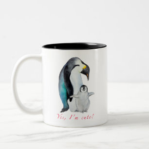 かわいい水色のコウテイペンギン ツートーンマグカップ