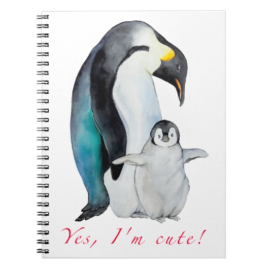 かわいい水色のコウテイペンギン ノートブック (正面)