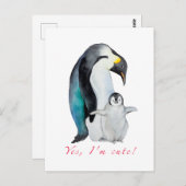 かわいい水色のコウテイペンギン ポストカード (正面/裏面)