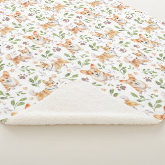 かわいい水色のコギ犬たち – ペット シェルパブランケット