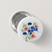 かわいい水色のコーンフラワー 缶バッジ (正面&裏面)