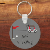 かわいい水色のゴルフおもしろいゴルフは呼び出し引用文 キーホルダー (正面)