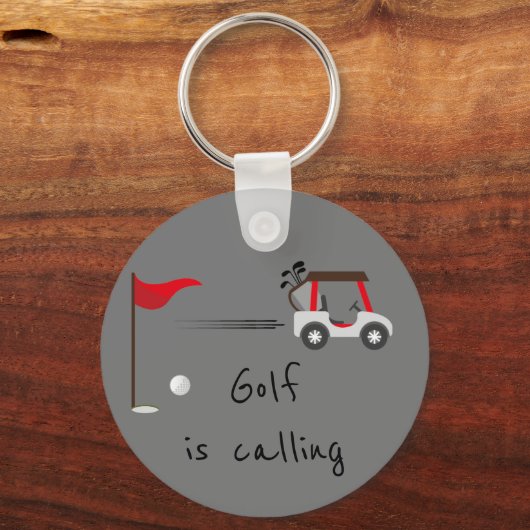 かわいい水色のゴルフおもしろいゴルフは呼び出し引用文 キーホルダー (正面)