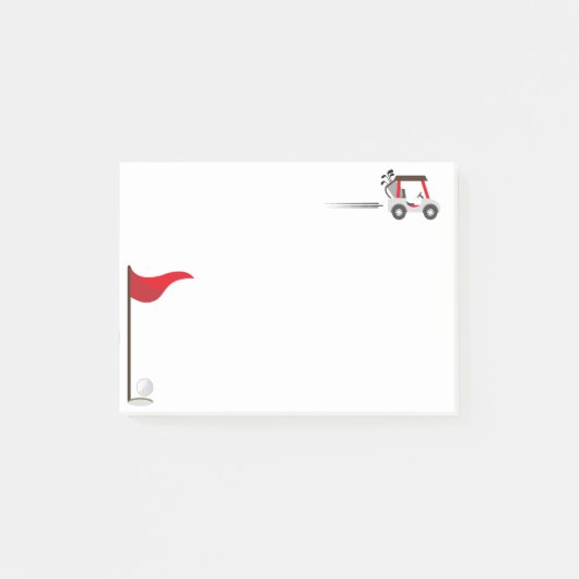 かわいい水色のゴルフおもしろいゴルフカート ポストイット (正面)