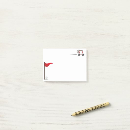 かわいい水色のゴルフおもしろいゴルフカート ポストイット (デスク上)