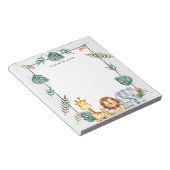 かわいい水色のサファリパーソナライズされた動物 ノートパッド (アングル)