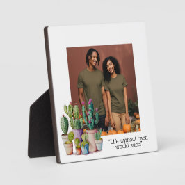 かわいい水色のサボテンのパーソナライズ写真 フォトプラーク