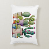 かわいい水色のサボテンはポットの多肉植物 アクセントクッション (裏面(縦))