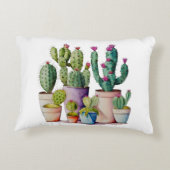 かわいい水色のサボテンはポットの多肉植物 アクセントクッション (裏面)