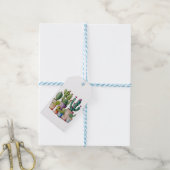 かわいい水色のサボテンはポットの多肉植物 ギフトタグ (より糸付き)