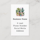 かわいい水色のサボテンはポットの多肉植物 名刺 (裏面)