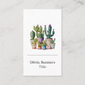 かわいい水色のサボテンはポットの多肉植物 名刺 (正面)