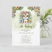 かわいい水色のジャングルベビー虎の熱帯花 招待状 (スタンド正面)