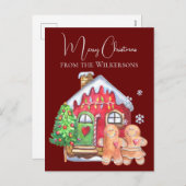 かわいい水色のジンジャーブレッドの人々がブルゴーニュ シーズンポストカード (正面/裏面)