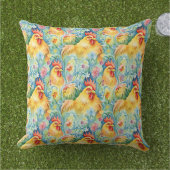 かわいい水色のスタイル鶏 アウトドアクッション (芝生)