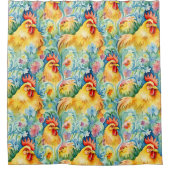 かわいい水色のスタイル鶏 シャワーカーテン (正面)