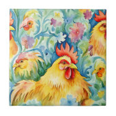 かわいい水色のスタイル鶏 タイル (正面)