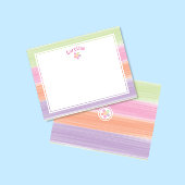 かわいい水色のストライプ花イースター春 ノートカード