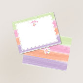 かわいい水色のストライプ花イースター春 ノートカード