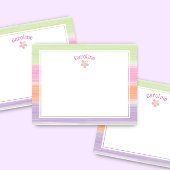 かわいい水色のストライプ花イースター春 ノートカード