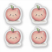 かわいい水色のチビ(小さくかわいく書いた感じ)リンゴ シール (正面)