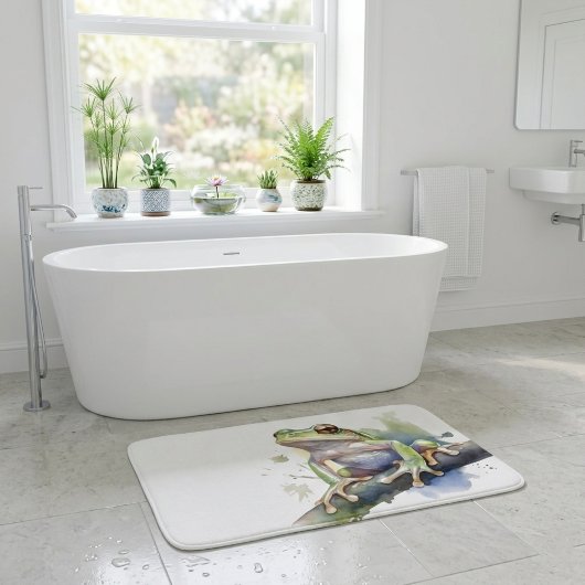 かわいい水色のツリーカエル バスマット