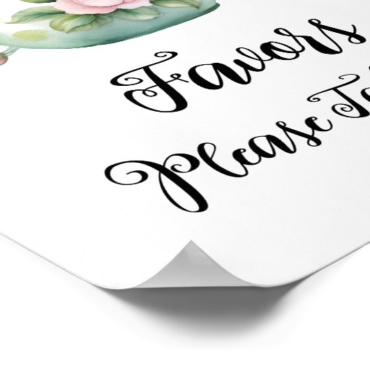 かわいい水色のティーポットの好意サイン ポスター (角)