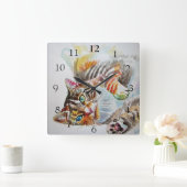 かわいい水色のデコ絵画ア|過去記事 スクエア壁時計 (ホーム)