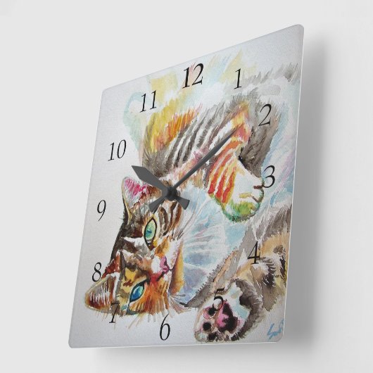 かわいい水色のデコ絵画ア|過去記事 スクエア壁時計 (傾斜)