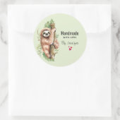 かわいい水色のナマケモノと手作り ラウンドシール (バッグ)