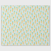 かわいい水色のニンジンのミント ラッピングペーパー (フラット)