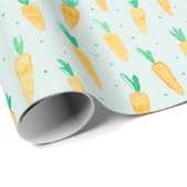 かわいい水色のニンジンのミント ラッピングペーパー (ロールコーナー)