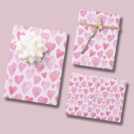 かわいい水色のハートバレンタインデーのパターン ラッピングペーパーシート