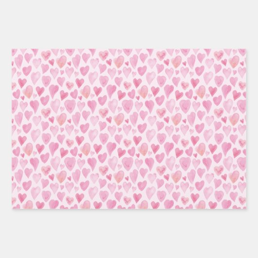 かわいい水色のハートバレンタインデーのパターン ラッピングペーパーシート (正面2)