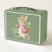 かわいい水色のバニーとイチゴ メタルランチボックス (裏面)