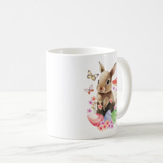 かわいい水色のバニーとイースターエッグ コーヒーマグカップ (正面右)