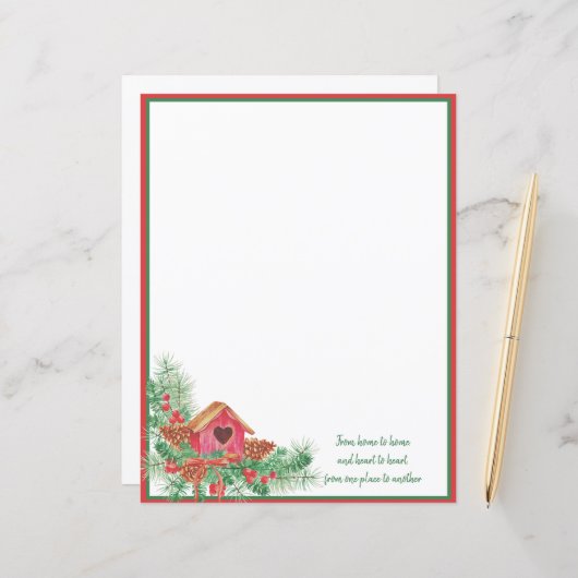 かわいい水色のバードハウスクリスマス (正面/裏面インサイチュ)