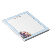 かわいい水色のヒッポが並ぶ ノートパッド (アングル)