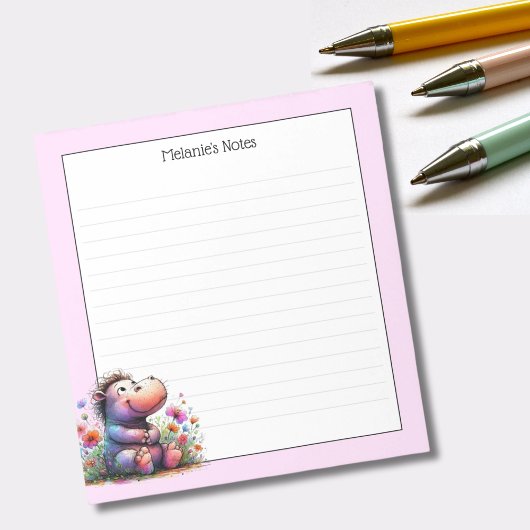 かわいい水色のヒッポが並ぶ ノートパッド