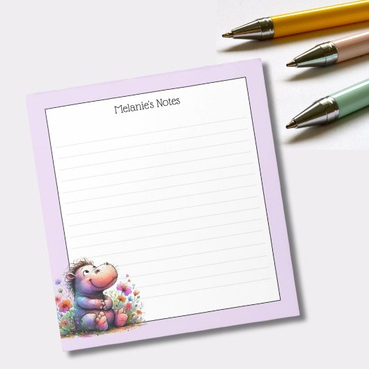 かわいい水色のヒッポが並ぶ ノートパッド