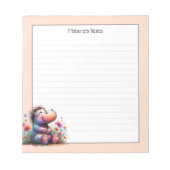 かわいい水色のヒッポが並ぶ ノートパッド (正面)