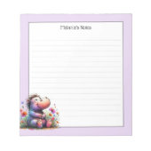 かわいい水色のヒッポが並ぶ ノートパッド (正面)