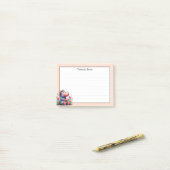 かわいい水色のヒッポ(ライン付) ポストイット (デスク上)